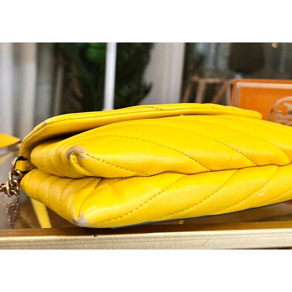 Authentic Tory Burch Yellow Quilted Leather Kira Crossbody - Picture 7 of 14